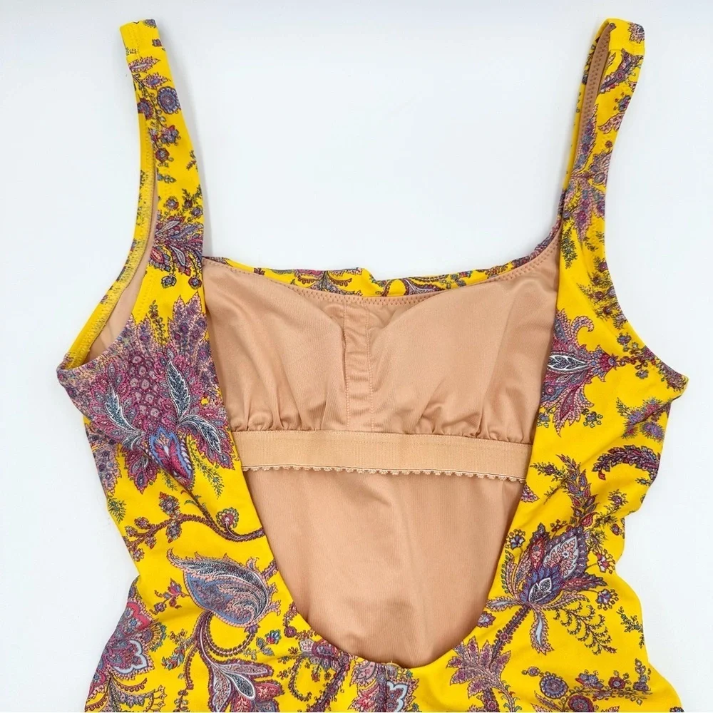 J. Crew Squareneck one-piece in Ratti golden paisley